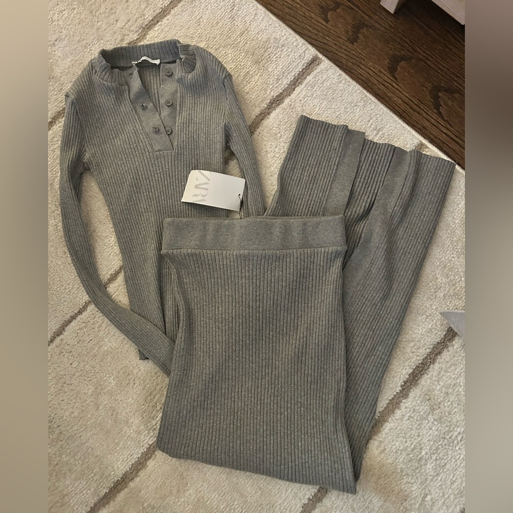 Zara Gray Ribbed Set NWT - Picture 4 of 4